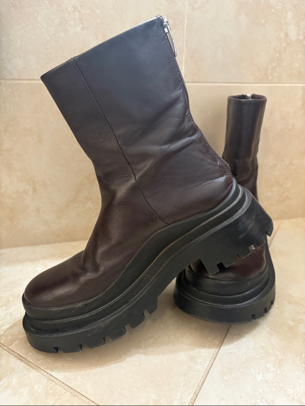 Steve Madden Dark Brown Chunky Platform Mid-Calf Boots